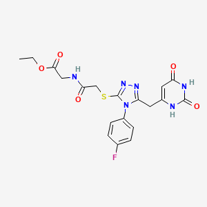 ethyl 2-(2-((5-((2,6-dioxo-1,2,3,6-tetrahydropyrimidin-4-yl)methyl)-4-(4-fluorophenyl)-4H-1,2,4-triazol-3-yl)thio)acetamido)acetate