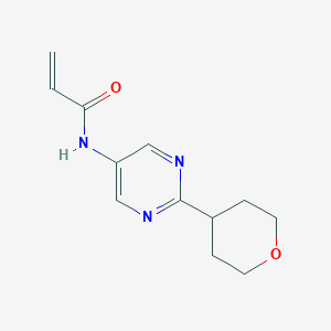molecular formula C12H15N3O2 B2813544 N-[2-(Oxan-4-yl)pyrimidin-5-yl]prop-2-enamide CAS No. 2361656-66-6
