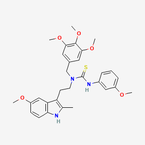 molecular formula C30H35N3O5S B2813545 1-(2-(5-methoxy-2-methyl-1H-indol-3-yl)ethyl)-3-(3-methoxyphenyl)-1-(3,4,5-trimethoxybenzyl)thiourea CAS No. 850934-53-1