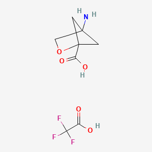 molecular formula C8H10F3NO5 B2813555 4-Amino-2-oxabicyclo[2.1.1]hexane-1-carboxylic acid;2,2,2-trifluoroacetic acid CAS No. 2309465-00-5
