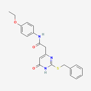 molecular formula C21H21N3O3S B2813557 2-(2-(benzylthio)-6-oxo-1,6-dihydropyrimidin-4-yl)-N-(4-ethoxyphenyl)acetamide CAS No. 1105235-57-1