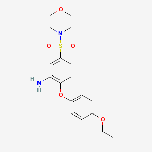 molecular formula C18H22N2O5S B2813558 2-(4-乙氧基-苯氧基)-5-(吗啉-4-磺酰)-苯胺 CAS No. 735322-12-0
