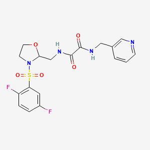 molecular formula C18H18F2N4O5S B2813559 N1-((3-((2,5-difluorophenyl)sulfonyl)oxazolidin-2-yl)methyl)-N2-(pyridin-3-ylmethyl)oxalamide CAS No. 868983-60-2