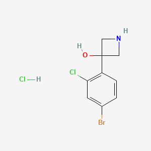 molecular formula C9H10BrCl2NO B2813562 3-(4-溴-2-氯苯基)氮杂环丁烷-3-醇盐酸 CAS No. 2378503-79-6