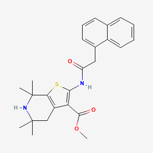 molecular formula C25H28N2O3S B2813564 methyl 5,5,7,7-tetramethyl-2-[2-(naphthalen-1-yl)acetamido]-4H,5H,6H,7H-thieno[2,3-c]pyridine-3-carboxylate CAS No. 887901-01-1