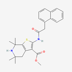 molecular formula C25H28N2O3S B2813564 Methyl 5,5,7,7-tetramethyl-2-[(2-naphthalen-1-ylacetyl)amino]-4,6-dihydrothieno[2,3-c]pyridine-3-carboxylate CAS No. 887901-01-1