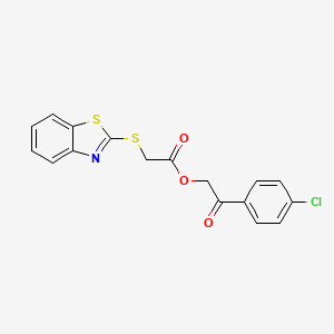 molecular formula C17H12ClNO3S2 B2813566 2-(4-Chlorophenyl)-2-oxoethyl 2-(benzo[d]thiazol-2-ylthio)acetate CAS No. 324044-65-7