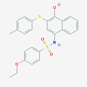molecular formula C25H23NO4S2 B281357 4-ETHOXY-N-{4-HYDROXY-3-[(4-METHYLPHENYL)SULFANYL]NAPHTHALEN-1-YL}BENZENE-1-SULFONAMIDE 