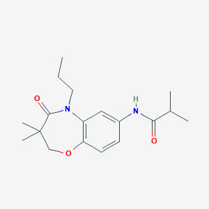 molecular formula C18H26N2O3 B2813571 N-(3,3-二甲基-4-氧代-5-丙基-2,3,4,5-四氢苯并[b][1,4]噁唑-7-基)异丁酰胺 CAS No. 921522-01-2