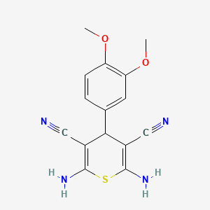 molecular formula C15H14N4O2S B2813572 2,6-diamino-4-(3,4-dimethoxyphenyl)-4H-thiopyran-3,5-dicarbonitrile CAS No. 127118-64-3