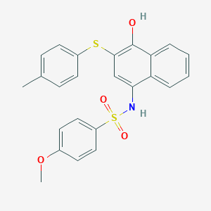 molecular formula C24H21NO4S2 B281358 N-{4-HYDROXY-3-[(4-METHYLPHENYL)SULFANYL]NAPHTHALEN-1-YL}-4-METHOXYBENZENE-1-SULFONAMIDE 
