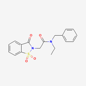 molecular formula C18H18N2O4S B2813610 N-benzyl-N-ethyl-2-(1,1,3-trioxo-2,3-dihydro-1lambda6,2-benzothiazol-2-yl)acetamide CAS No. 454238-44-9