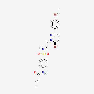 molecular formula C24H28N4O5S B2813647 N-(4-(N-(2-(3-(4-ethoxyphenyl)-6-oxopyridazin-1(6H)-yl)ethyl)sulfamoyl)phenyl)butyramide CAS No. 921556-67-4