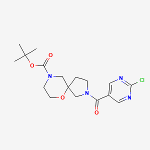 molecular formula C17H23ClN4O4 B2813666 Tert-butyl 2-(2-chloropyrimidine-5-carbonyl)-6-oxa-2,9-diazaspiro[4.5]decane-9-carboxylate CAS No. 2408962-86-5