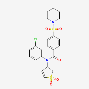 molecular formula C22H23ClN2O5S2 B2813672 N-(3-chlorophenyl)-N-(1,1-dioxido-2,3-dihydrothiophen-3-yl)-4-(piperidin-1-ylsulfonyl)benzamide CAS No. 863007-80-1