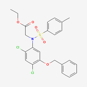 molecular formula C24H23Cl2NO5S B2813681 Ethyl 2-(5-(benzyloxy)-2,4-dichloro((4-methylphenyl)sulfonyl)anilino)acetate CAS No. 338961-55-0