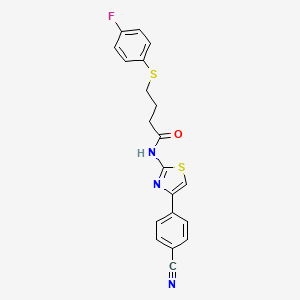 molecular formula C20H16FN3OS2 B2813685 N-(4-(4-cyanophenyl)thiazol-2-yl)-4-((4-fluorophenyl)thio)butanamide CAS No. 922870-39-1