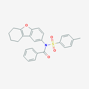 molecular formula C26H23NO4S B281373 N-[(4-Methylphenyl)sulfonyl]-N-(6,7,8,9-tetrahydrodibenzo[B,D]furan-2-YL)benzamide 