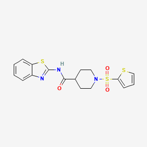 molecular formula C17H17N3O3S3 B2813740 N-(1,3-benzothiazol-2-yl)-1-(thiophene-2-sulfonyl)piperidine-4-carboxamide CAS No. 876677-93-9