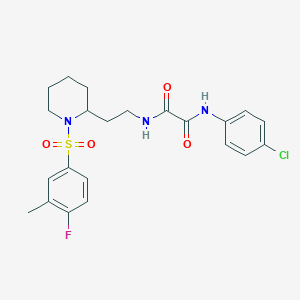 molecular formula C22H25ClFN3O4S B2813749 N'-(4-chlorophenyl)-N-{2-[1-(4-fluoro-3-methylbenzenesulfonyl)piperidin-2-yl]ethyl}ethanediamide CAS No. 898460-77-0