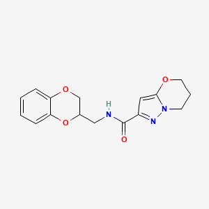 molecular formula C16H17N3O4 B2813761 N-[(2,3-dihydro-1,4-benzodioxin-2-yl)methyl]-5H,6H,7H-pyrazolo[3,2-b][1,3]oxazine-2-carboxamide CAS No. 1797845-88-5