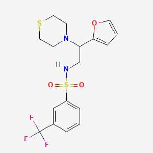 molecular formula C17H19F3N2O3S2 B2813798 N-(2-(furan-2-yl)-2-thiomorpholinoethyl)-3-(trifluoromethyl)benzenesulfonamide CAS No. 2034572-69-3