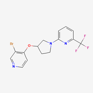molecular formula C15H13BrF3N3O B2813818 2-{3-[(3-Bromopyridin-4-yl)oxy]pyrrolidin-1-yl}-6-(trifluoromethyl)pyridine CAS No. 2380096-36-4