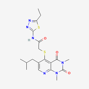 molecular formula C19H24N6O3S2 B2813823 N-(5-ethyl-1,3,4-thiadiazol-2-yl)-2-((6-isobutyl-1,3-dimethyl-2,4-dioxo-1,2,3,4-tetrahydropyrido[2,3-d]pyrimidin-5-yl)thio)acetamide CAS No. 899941-07-2
