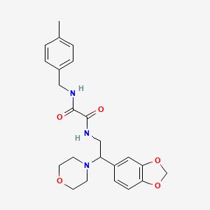 molecular formula C23H27N3O5 B2813971 N-[2-(2H-1,3-benzodioxol-5-yl)-2-(morpholin-4-yl)ethyl]-N'-[(4-methylphenyl)methyl]ethanediamide CAS No. 896350-17-7