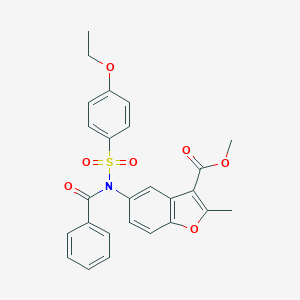 molecular formula C26H23NO7S B281400 METHYL 5-[N-(4-ETHOXYBENZENESULFONYL)BENZAMIDO]-2-METHYL-1-BENZOFURAN-3-CARBOXYLATE 