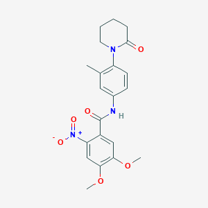 molecular formula C21H23N3O6 B2814005 4,5-dimethoxy-N-[3-methyl-4-(2-oxopiperidin-1-yl)phenyl]-2-nitrobenzamide CAS No. 941978-49-0