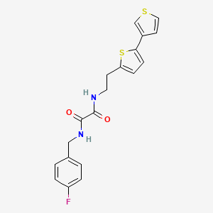 molecular formula C19H17FN2O2S2 B2814030 N1-(2-([2,3'-bithiophen]-5-yl)ethyl)-N2-(4-fluorobenzyl)oxalamide CAS No. 2034548-39-3