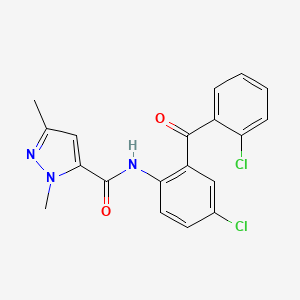 molecular formula C19H15Cl2N3O2 B2814043 N-(4-chloro-2-(2-chlorobenzoyl)phenyl)-1,3-dimethyl-1H-pyrazole-5-carboxamide CAS No. 1013796-28-5