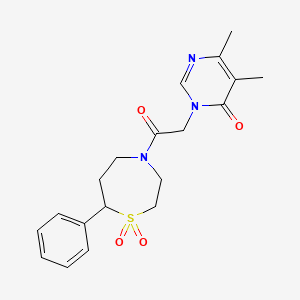 3-(2-(1,1-dioxido-7-phenyl-1,4-thiazepan-4-yl)-2-oxoethyl)-5,6-dimethylpyrimidin-4(3H)-one