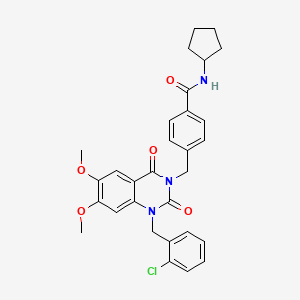 4-((1-(2-chlorobenzyl)-6,7-dimethoxy-2,4-dioxo-1,2-dihydroquinazolin-3(4H)-yl)methyl)-N-cyclopentylbenzamide