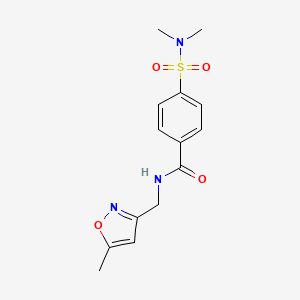 molecular formula C14H17N3O4S B2814081 4-(dimethylsulfamoyl)-N-[(5-methyl-1,2-oxazol-3-yl)methyl]benzamide CAS No. 1251582-84-9