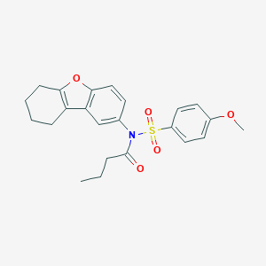 molecular formula C23H25NO5S B281416 N-[(4-METHOXYPHENYL)SULFONYL]-N-(6,7,8,9-TETRAHYDRODIBENZO[B,D]FURAN-2-YL)BUTANAMIDE 