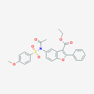 molecular formula C26H23NO7S B281418 ETHYL 5-[N-(4-METHOXYBENZENESULFONYL)ACETAMIDO]-2-PHENYL-1-BENZOFURAN-3-CARBOXYLATE 