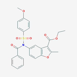 molecular formula C26H23NO7S B281419 ETHYL 5-[N-(4-METHOXYBENZENESULFONYL)BENZAMIDO]-2-METHYL-1-BENZOFURAN-3-CARBOXYLATE 