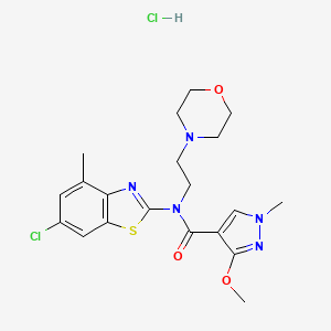 molecular formula C20H25Cl2N5O3S B2814190 N-(6-chloro-4-methyl-1,3-benzothiazol-2-yl)-3-methoxy-1-methyl-N-[2-(morpholin-4-yl)ethyl]-1H-pyrazole-4-carboxamide hydrochloride CAS No. 1351643-98-5