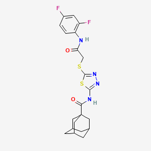 molecular formula C21H22F2N4O2S2 B2814212 N-[5-({[(2,4-difluorophenyl)carbamoyl]methyl}sulfanyl)-1,3,4-thiadiazol-2-yl]adamantane-1-carboxamide CAS No. 896022-19-8