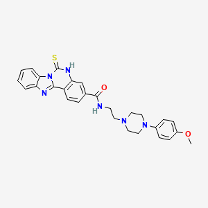 molecular formula C28H28N6O2S B2814229 N-[2-[4-(4-methoxyphenyl)-1-piperazinyl]ethyl]-6-sulfanylidene-5H-benzimidazolo[1,2-c]quinazoline-3-carboxamide CAS No. 688792-57-6