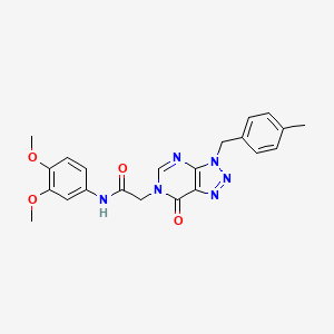 molecular formula C22H22N6O4 B2814271 N-(3,4-dimethoxyphenyl)-2-{3-[(4-methylphenyl)methyl]-7-oxo-3H,6H,7H-[1,2,3]triazolo[4,5-d]pyrimidin-6-yl}acetamide CAS No. 847381-81-1