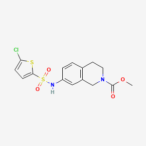 molecular formula C15H15ClN2O4S2 B2814290 methyl 7-(5-chlorothiophene-2-sulfonamido)-1,2,3,4-tetrahydroisoquinoline-2-carboxylate CAS No. 1448058-73-8