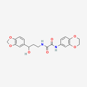 molecular formula C20H20N2O7 B2814306 N-[3-(2H-1,3-BENZODIOXOL-5-YL)-3-HYDROXYPROPYL]-N'-(2,3-DIHYDRO-1,4-BENZODIOXIN-6-YL)ETHANEDIAMIDE CAS No. 1421452-02-9