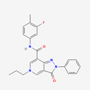 molecular formula C23H21FN4O2 B2814389 N-(3-fluoro-4-methylphenyl)-3-oxo-2-phenyl-5-propyl-2H,3H,5H-pyrazolo[4,3-c]pyridine-7-carboxamide CAS No. 921881-64-3