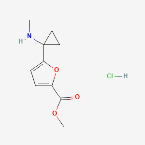 molecular formula C10H14ClNO3 B2814417 Methyl 5-[1-(methylamino)cyclopropyl]furan-2-carboxylate;hydrochloride CAS No. 2470440-93-6