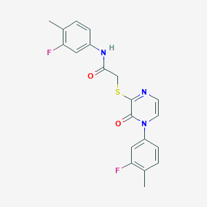 molecular formula C20H17F2N3O2S B2814425 N-(3-fluoro-4-methylphenyl)-2-((4-(3-fluoro-4-methylphenyl)-3-oxo-3,4-dihydropyrazin-2-yl)thio)acetamide CAS No. 900006-85-1