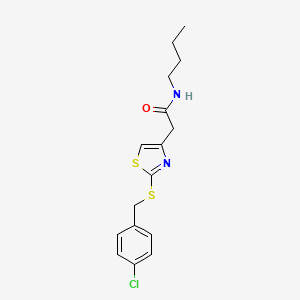 molecular formula C16H19ClN2OS2 B2814485 N-butyl-2-(2-((4-chlorobenzyl)thio)thiazol-4-yl)acetamide CAS No. 954038-05-2