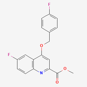 molecular formula C18H13F2NO3 B2814504 METHYL 6-FLUORO-4-[(4-FLUOROPHENYL)METHOXY]QUINOLINE-2-CARBOXYLATE CAS No. 1185004-26-5